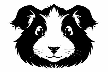 guinea pig head line art silhouette vector illustration