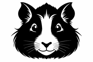 guinea pig head line art silhouette vector illustration