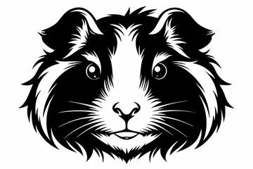 guinea pig head line art silhouette vector illustration