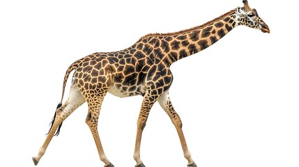Obraz premium Giraffe walking, isolated on white.