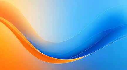 Obraz premium abstract wave background Blue and orange gradient background with smooth lines, light blue and sky -blue styles, simple shapes, smooth curves, light color scheme, blurred edges, blurred background