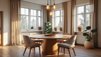 Sunny Dining Room with Warm Tones