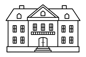 tenement line art silhouette vector illustration