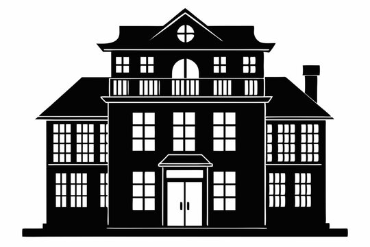tenement line art silhouette vector illustration
