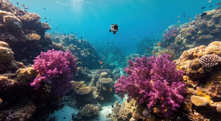 Fototapeta premium Underwater exploration of vibrant coral reef teeming with life