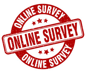 online survey stamp. online survey label. round grunge sign