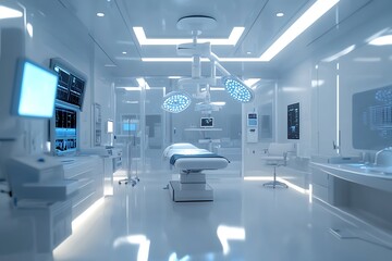 Obraz premium Futuristic Operating Room with High-Tech Medical Equipment - Advanced Surgical Environment