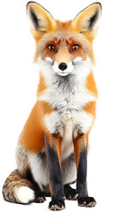 Fototapeta premium Highly detailed, photorealistic red fox sitting gracefully on a white background