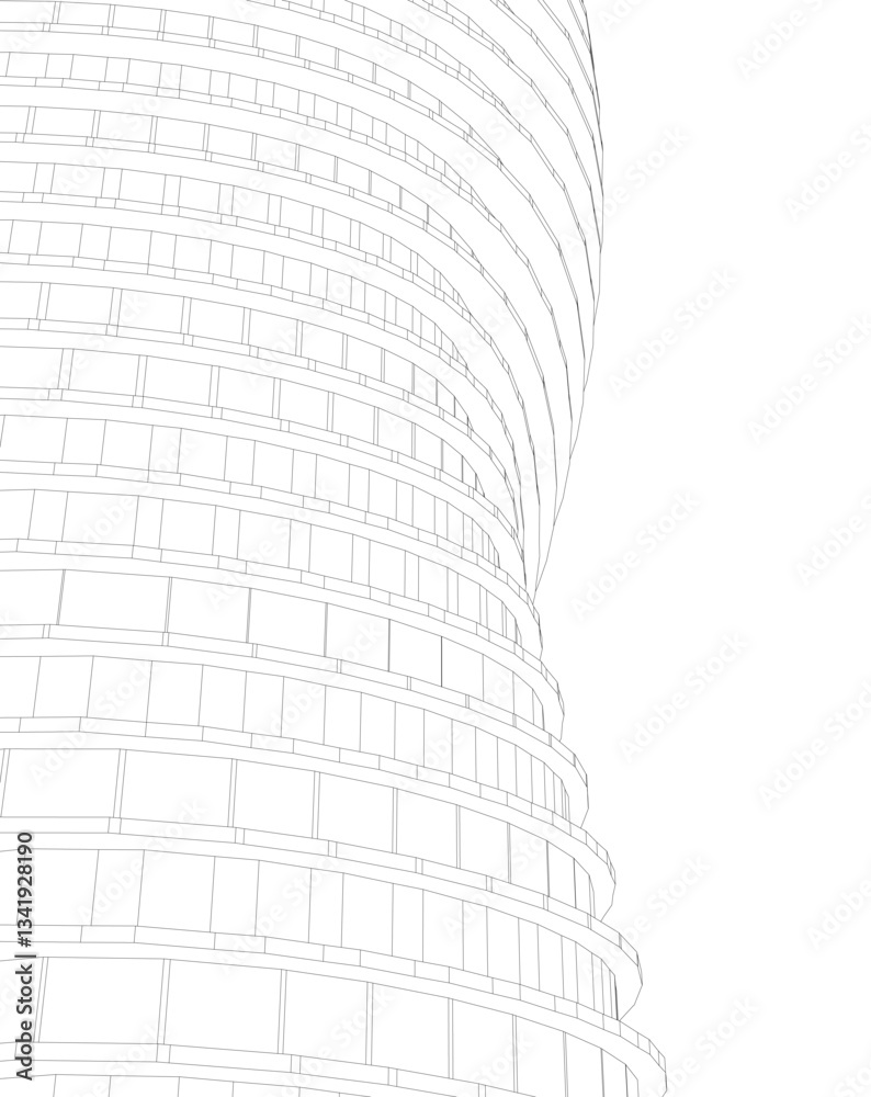 Canvas Prints architectural structure – futuristic geometric facade in perspective