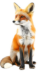 Obraz premium Highly detailed, photorealistic red fox sitting gracefully on a white background