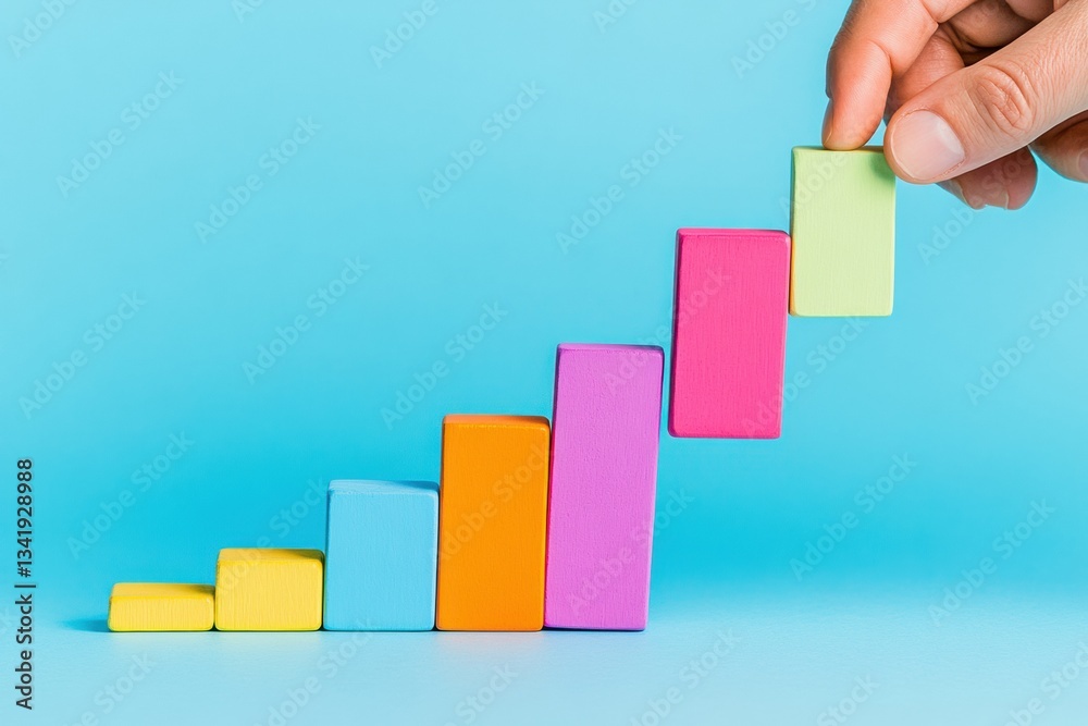 Aufkleber Vibrant Growth Strategy Minimalist Data Visualization of Progressive Business Performance with Dynamic Color-Block Analytics for Digital Transformation