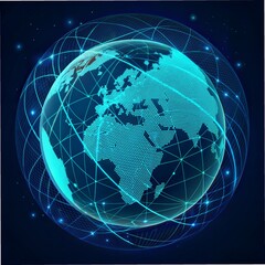 Naklejka premium Global Network Concept with Digital Earth's Visualization 