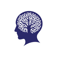 brain tree vector silhouette clip art logo design