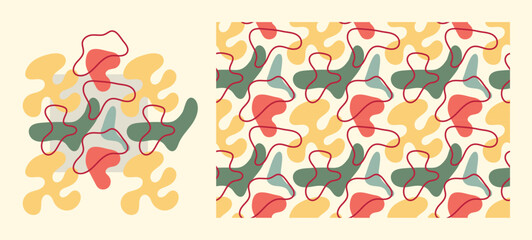 Blob pattern. Colorful, repeating pattern with organic elements. Abstract background with random blotches.