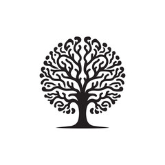 brain tree vector silhouette clip art logo design
