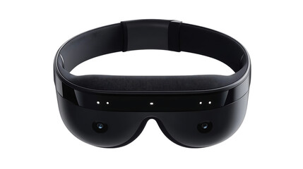 The image shows a black mixed reality headset with cameras, sensors, and a sleek design, presented on a black backdrop.