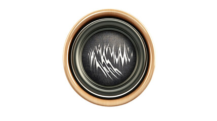 The image features a speaker with a wooden frame, black speaker cone, and a white sound wave design.