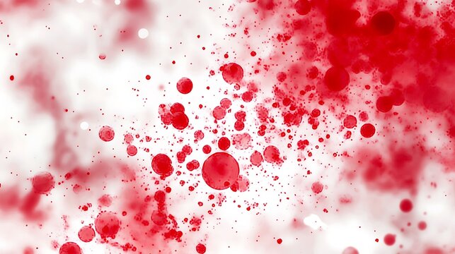 Red ink drops flowing in clear liquid, abstract use