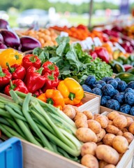 Farm-Fresh Hyperlocal Harvest Vibrant Urban Farmers Market Display Celebrating Seasonal Produce Diversity and Sustainable Food Systems for Conscious Consumers