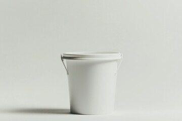 Clean white plastic bucket on a white background, product mock-up, packaging concept