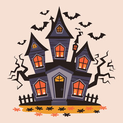halloween house with bats