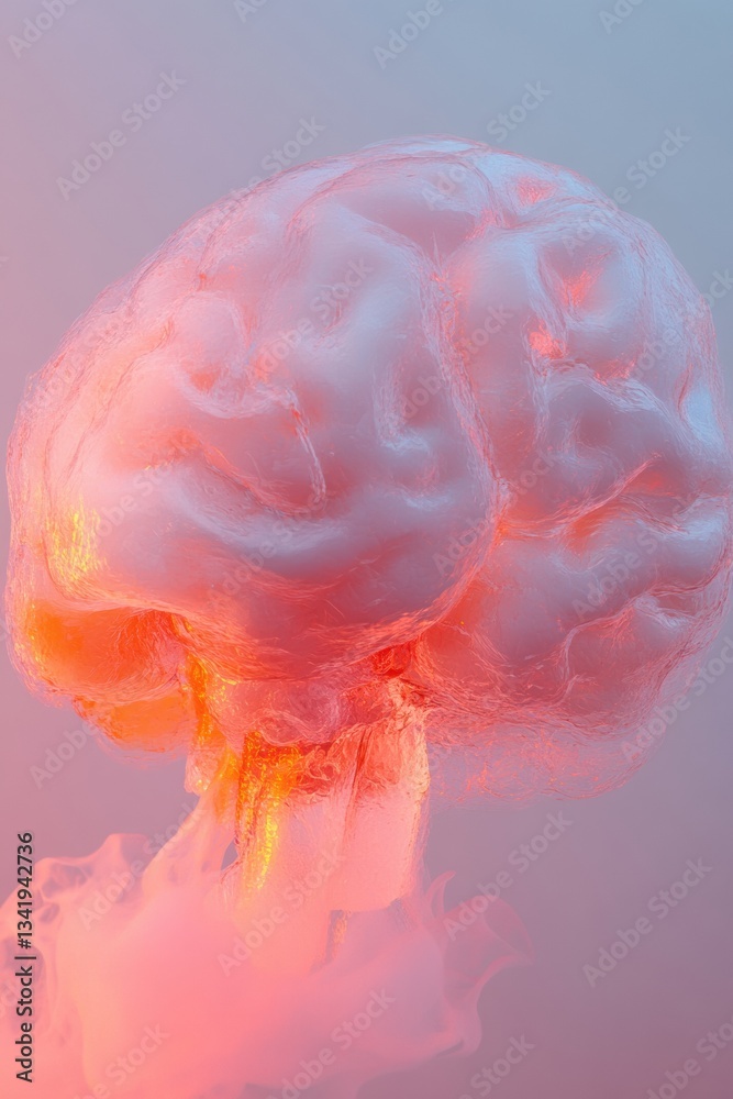 Aufkleber dreamscape neuroscience luminescent brain visualization for ai innovation, digital wellness and cogn