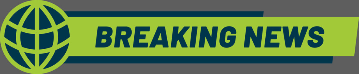 Breaking news banner featuring a globe, delivering urgent and important updates from around the world. Perfect for media and communication platforms, ensuring timely information dissemination
