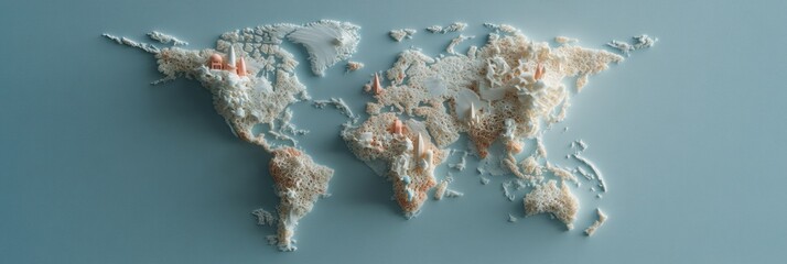 Tactile Global Unity Americas Day Paper Craft World Map Celebrating Intercultural Harmony and Sustainable Diplomacy in Soft Minimalist Design