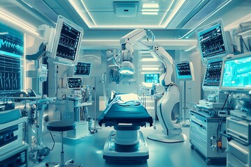 Futuristic Operating Room with High-Tech Medical Equipment - Advanced Surgical Environment