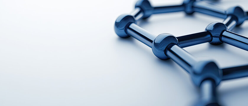 Abstract molecular structure with metallic blue bonds