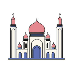Modern Mosque Top View Flat Style Graphic. Minimalistic Simple Illustration.