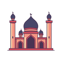 Islamic Mosque with Dome – Flat Aerial Illustration