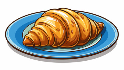 croissant on a plate, neutral surface White background