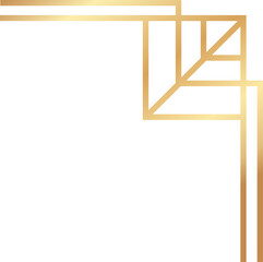 Elegant golden art deco frame creating a sophisticated border in the corner, infusing vintage glamour and geometric style into any design or layout, perfect for invitations and celebrations