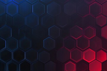 Fototapeta premium Abstract background with a geometric hexagon pattern in blue and red colors, a dark gradient, vector illustration, flat design, vector style, dark grey background, 