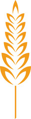 Minimalist vector illustration of an orange wheat stalk symbolizing farming, harvest, and the food industry, isolated on a white background