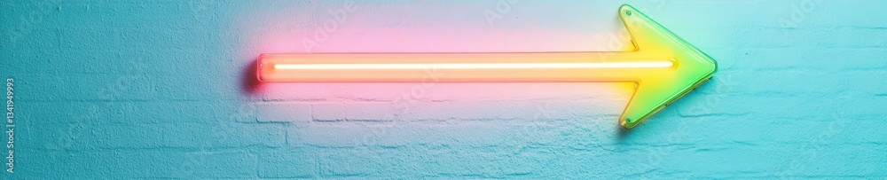 Poster Neon Directional Arrow Vibrant Digital Wayfinding Design for Immersive Tech Branding and Visual Communication Trends in Minimalist Aesthetic