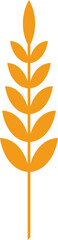 Orange wheat stalk icon symbolizing agriculture, farming, and harvest, featuring a simple, stylized design that highlights healthy food and natural growth in a vibrant color palette