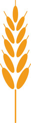 Stylized orange ear of wheat symbolizing agriculture, farming, healthy eating, organic food, and the importance of grains in a balanced diet