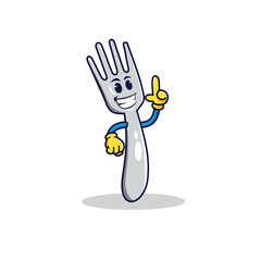 Cute fork character mascot illustration