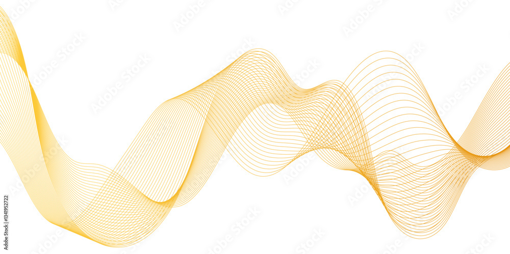 Fototapete abstract yellow gold lines flowing across a white background in a smooth, wave like design, abstract