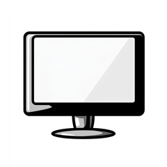 Fototapeta premium Black and white illustration of a computer monitor with reflection effect, great for tech - style graphic designs.