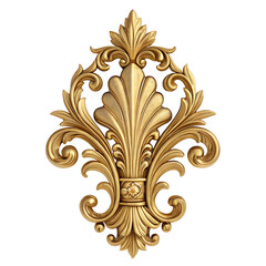 Vintage golden decorative element isolated on a transparent background