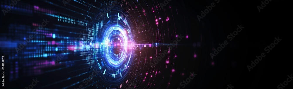 Wall mural digital portal: capturing a vibrant digital portal, a convergence of data streams and luminous energ