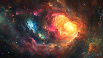 Vibrant Cosmic Nebula Swirl in Deep Space