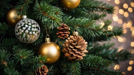 Festive Christmas tree adorned with ornaments