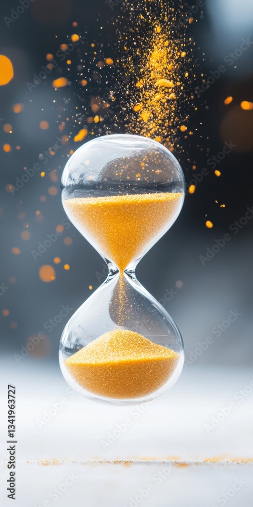 Poster Quantum Productivity Hack Minimalist Golden Hourglass Visualizing Time Management in Hyper-Focused Digital Workspace - Neuroscience-Inspired Performance Optimization