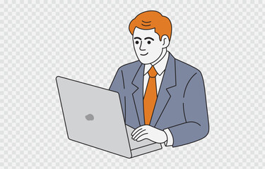Businessman vector art Illustration Isolated on transparent background and editable stroke