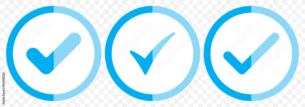 Poster check mark set icon. checkmarks and confirm. round checkmark. blue tick mark icon vector set. check 