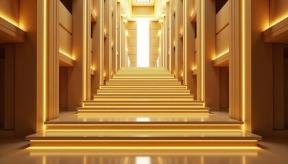 Fototapeta premium Golden staircase leading to a luxury house, representing a vision of financial success